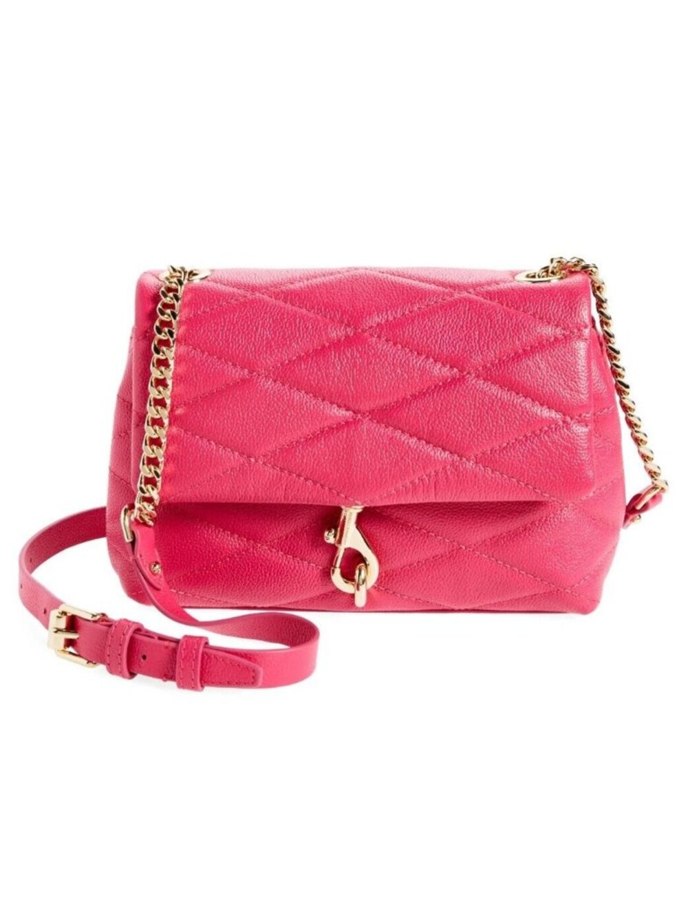 Rebecca Minkoff Edie Women's Quilted Leather Crossbody Shoulder Bag Cosmic Pink